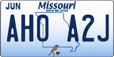 MO license plate AH0A2J