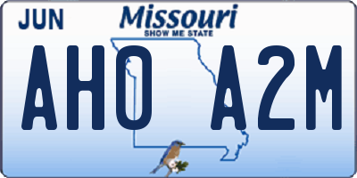 MO license plate AH0A2M