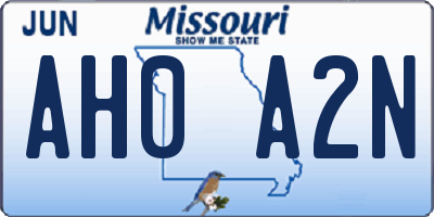 MO license plate AH0A2N