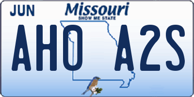 MO license plate AH0A2S