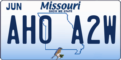 MO license plate AH0A2W