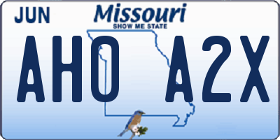 MO license plate AH0A2X