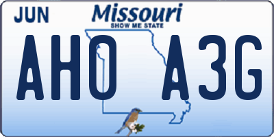 MO license plate AH0A3G