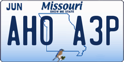 MO license plate AH0A3P