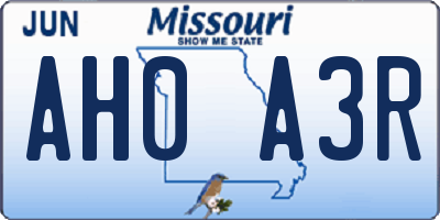 MO license plate AH0A3R