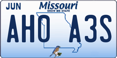 MO license plate AH0A3S