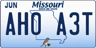 MO license plate AH0A3T