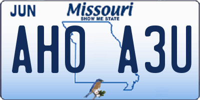 MO license plate AH0A3U