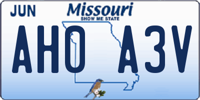 MO license plate AH0A3V