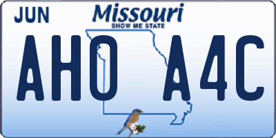 MO license plate AH0A4C