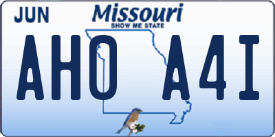 MO license plate AH0A4I