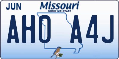 MO license plate AH0A4J