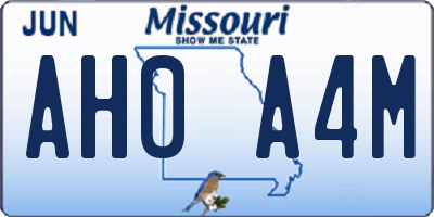 MO license plate AH0A4M