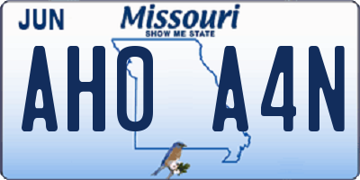 MO license plate AH0A4N