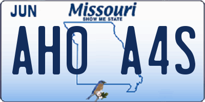 MO license plate AH0A4S