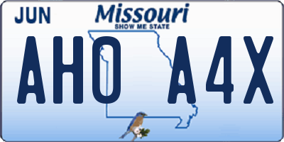 MO license plate AH0A4X