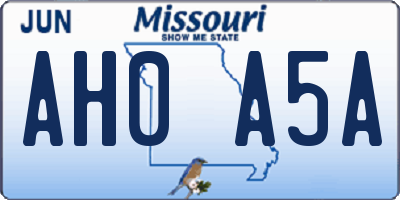 MO license plate AH0A5A