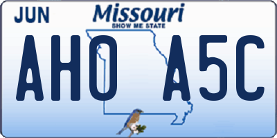 MO license plate AH0A5C