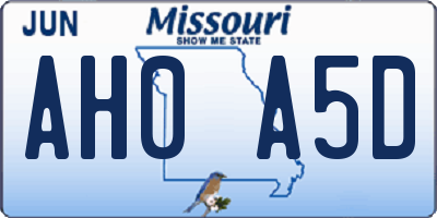 MO license plate AH0A5D