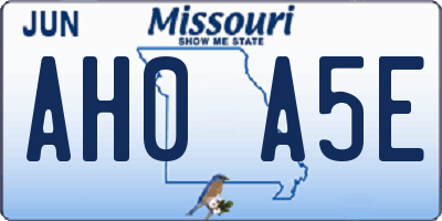 MO license plate AH0A5E