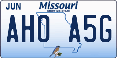 MO license plate AH0A5G