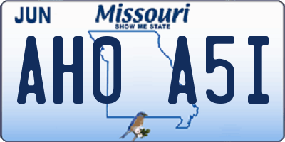 MO license plate AH0A5I