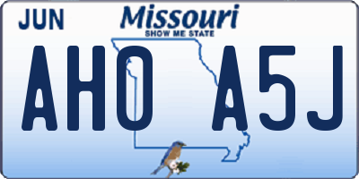 MO license plate AH0A5J