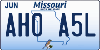 MO license plate AH0A5L