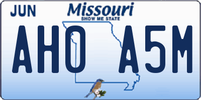 MO license plate AH0A5M