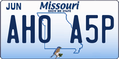 MO license plate AH0A5P