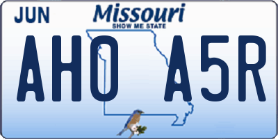 MO license plate AH0A5R