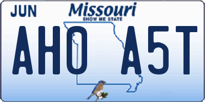 MO license plate AH0A5T