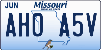 MO license plate AH0A5V