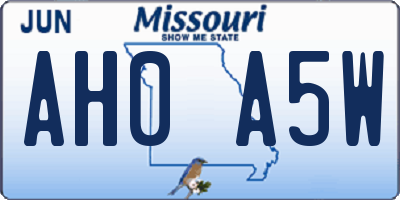 MO license plate AH0A5W