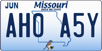 MO license plate AH0A5Y