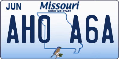 MO license plate AH0A6A