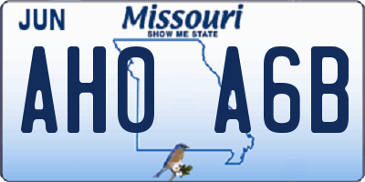 MO license plate AH0A6B