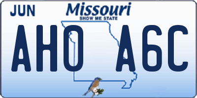 MO license plate AH0A6C
