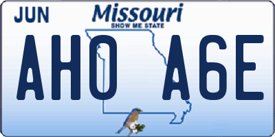 MO license plate AH0A6E