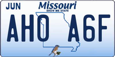 MO license plate AH0A6F