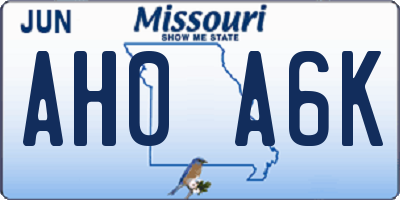 MO license plate AH0A6K