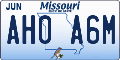 MO license plate AH0A6M