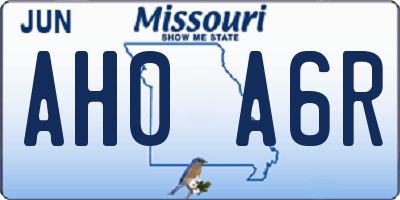 MO license plate AH0A6R