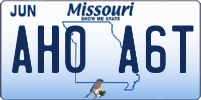 MO license plate AH0A6T