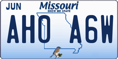 MO license plate AH0A6W