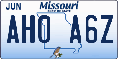 MO license plate AH0A6Z