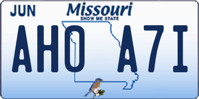 MO license plate AH0A7I