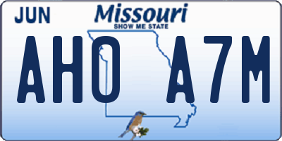 MO license plate AH0A7M