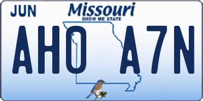 MO license plate AH0A7N