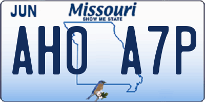 MO license plate AH0A7P